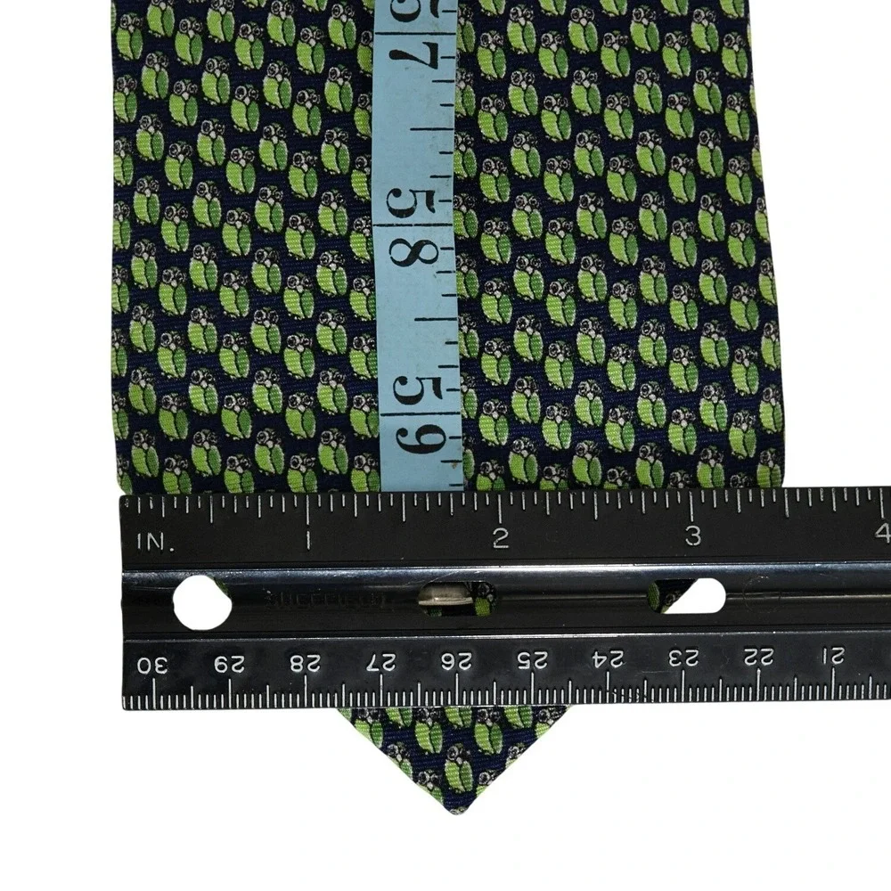 JOS A BANK EXECUTIVE COLLECTION Mens Navy Green Owl Print 100% Silk Tie